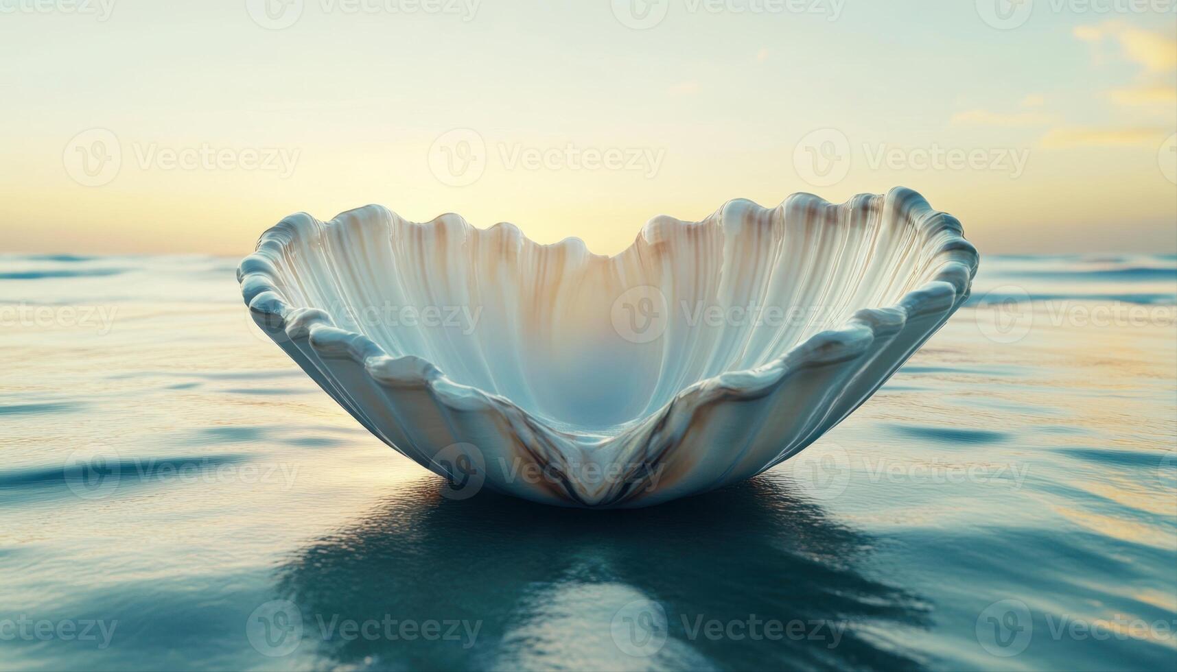 A shell with a heart shape in it on the ocean photo