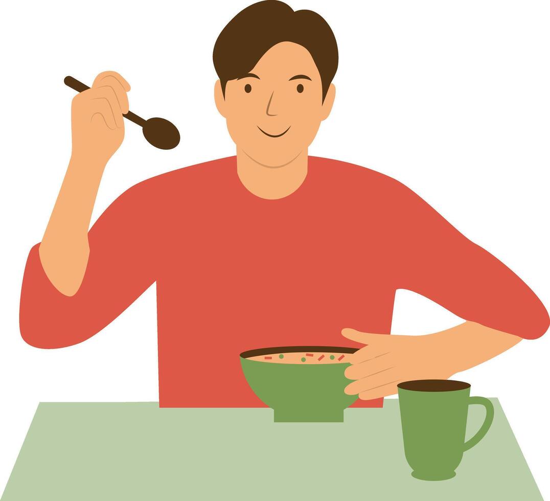 Illustration of Men Eating vector
