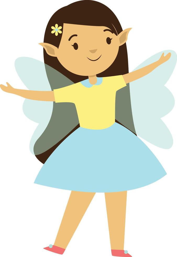 Cute Little Fairy Character Isolated on White Background. vector