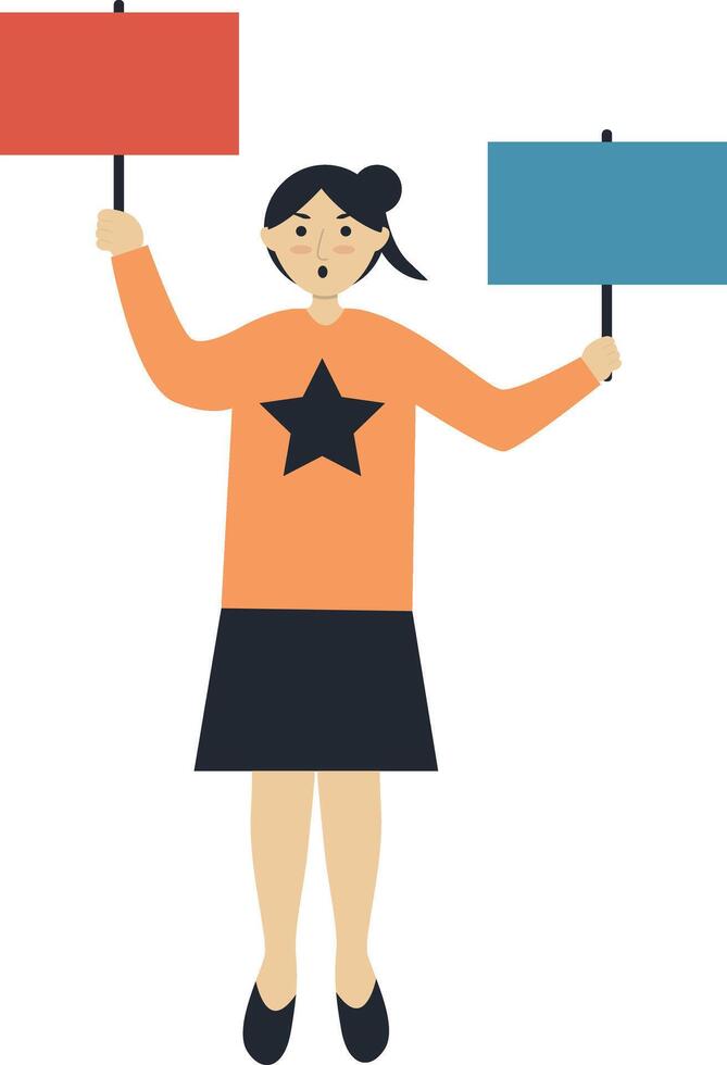 Illustration of Excited People Holding Banner in Flat Cartoon Design vector