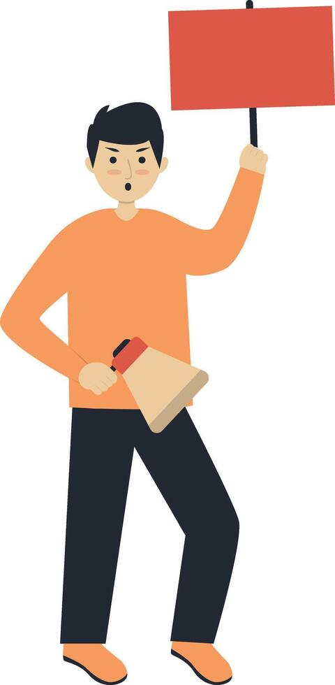 Illustration of Excited People Holding Banner. vector