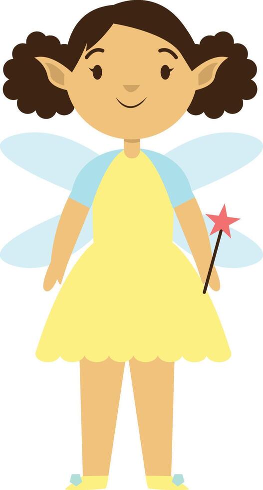 Cute Little Fairy Character on White Background. vector