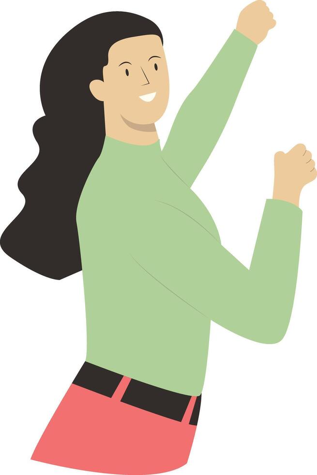 Cheerful Female Character Isolated on White Background vector