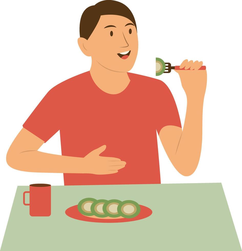 Illustration of Men Eating. vector
