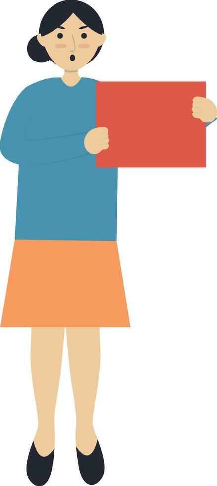 Illustration of Excited People Holding Banner with Flat Design. vector