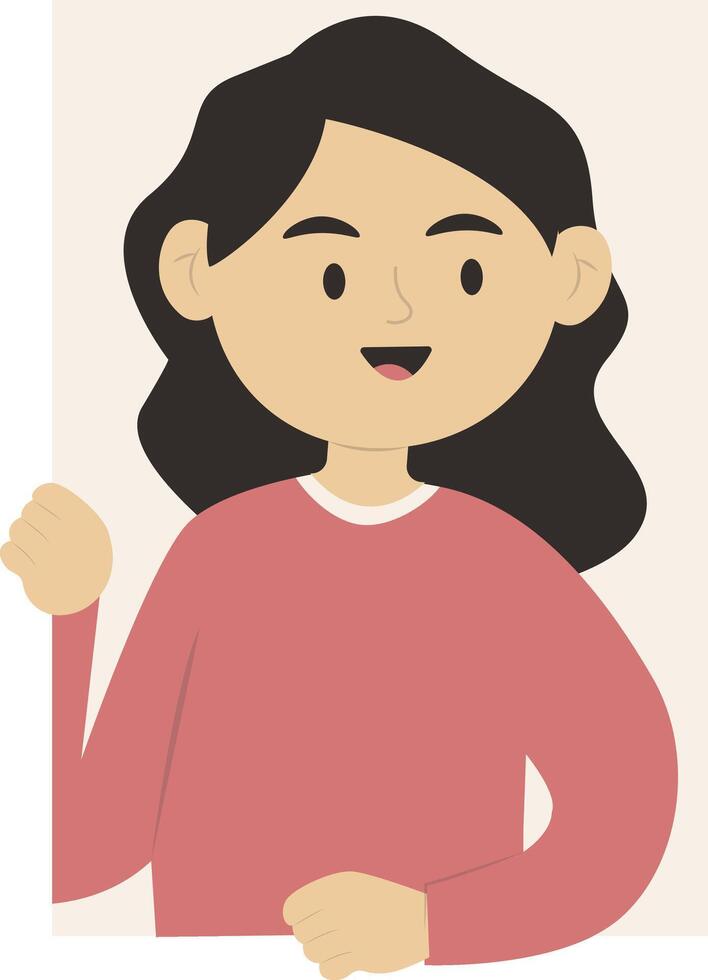 Happy Curious Woman Illustration in Flat Design. vector