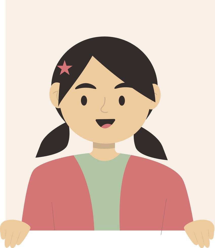Happy Curious Woman Illustration with Cartoon Design vector