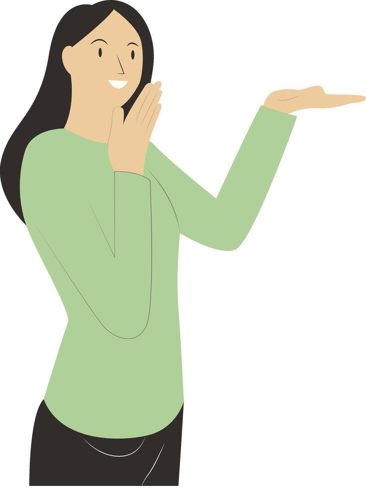 Cheerful Female Character with Cartoon Design vector