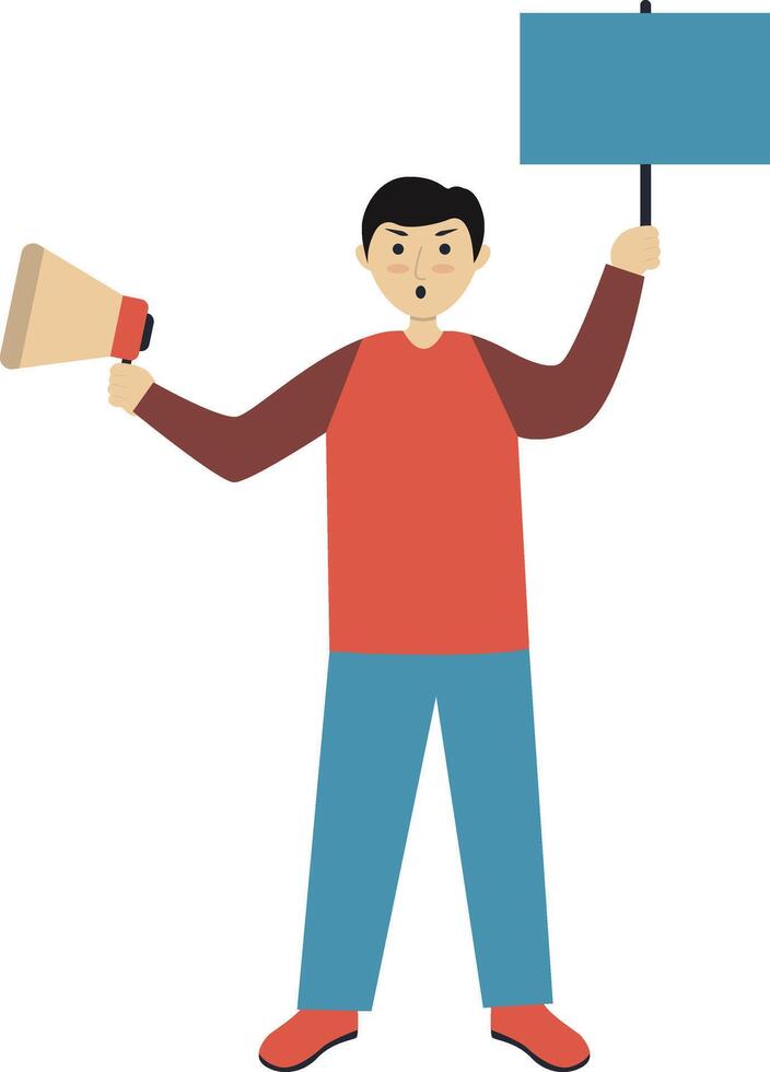 Illustration of Excited People Holding Banner in Flat Design. vector