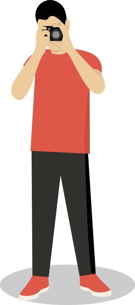 Profession Photographer Illustration Isolated on White Background. vector