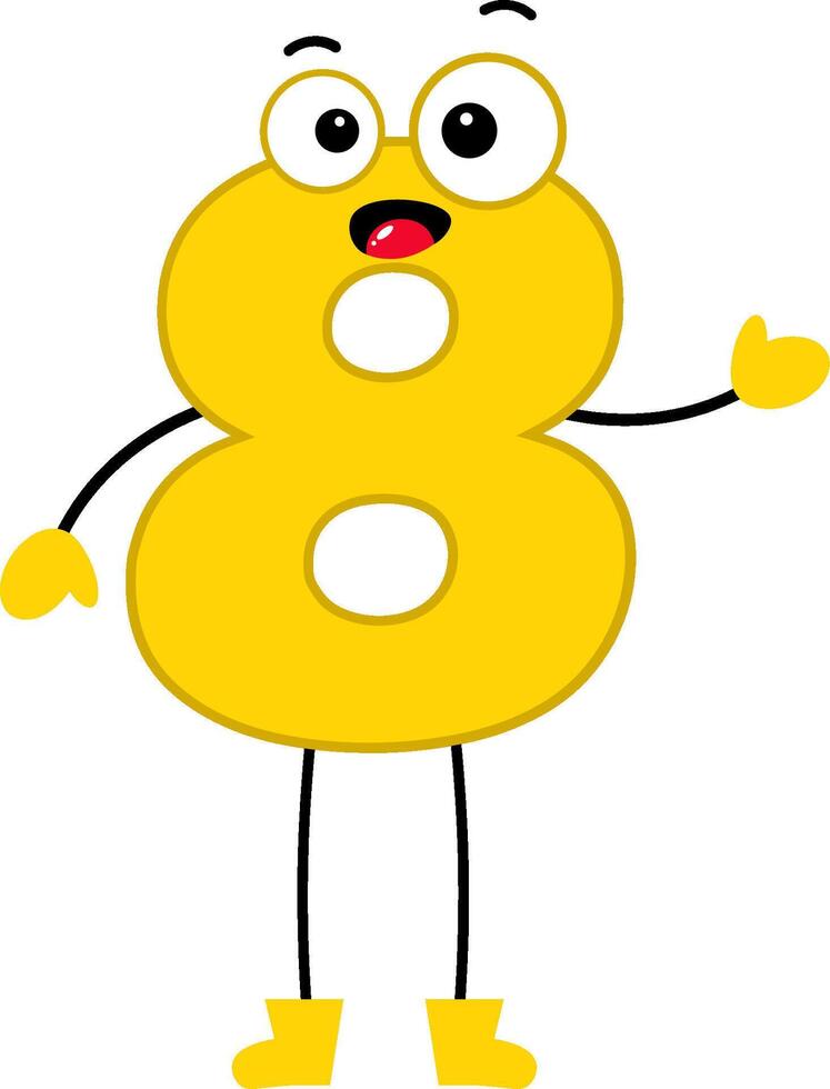 a cartoon number 08 with arms and eyes vector