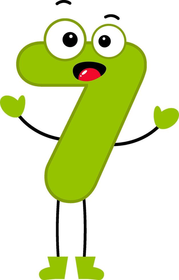 a cartoon number 7 with arms and eyes vector