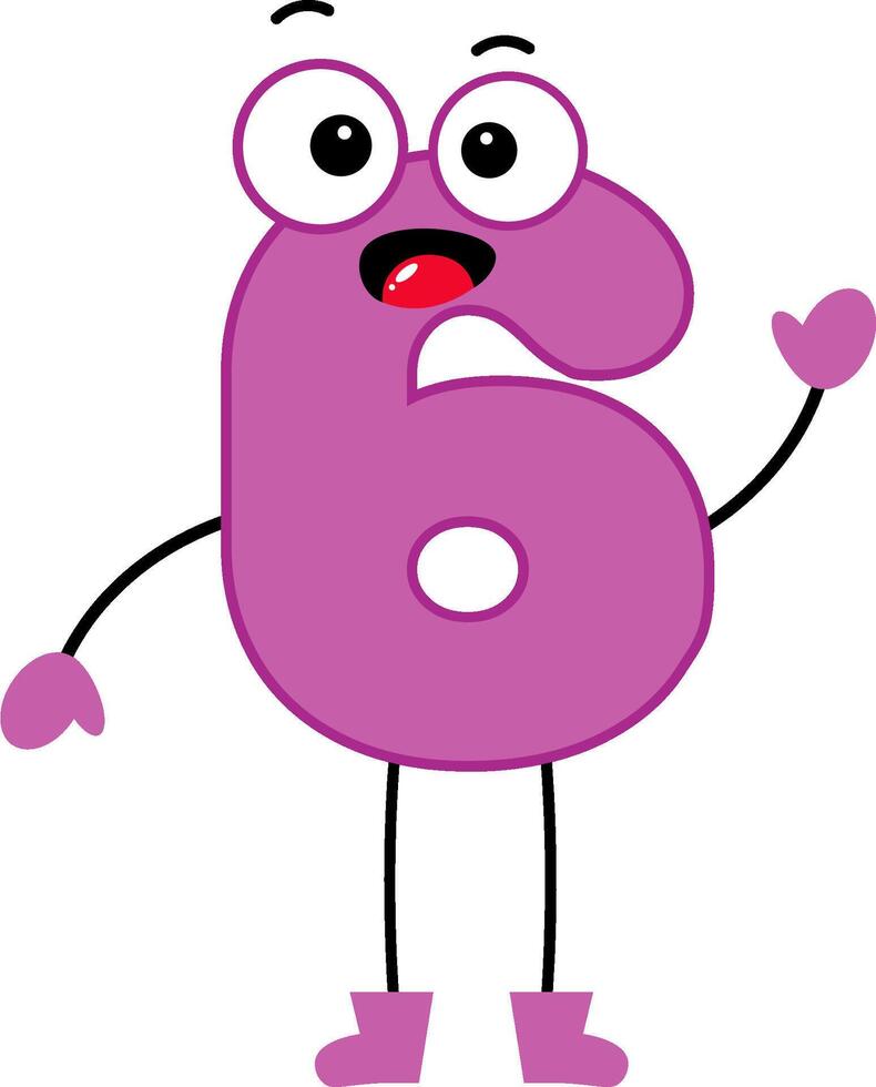 a cartoon number 6 with arms and eyes vector