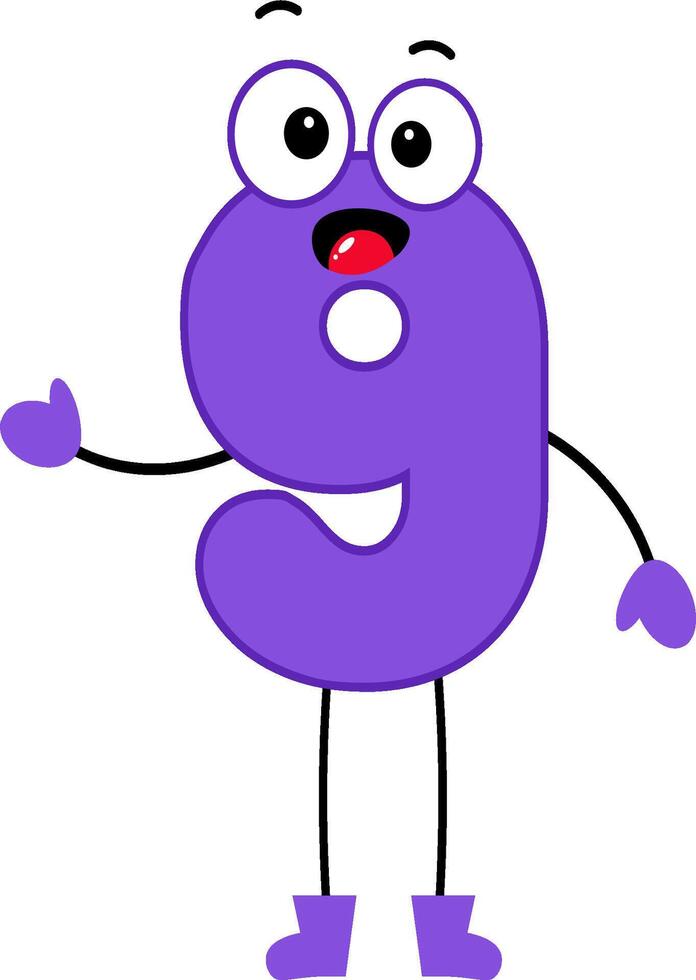a cartoon number 9 with arms and eyes vector