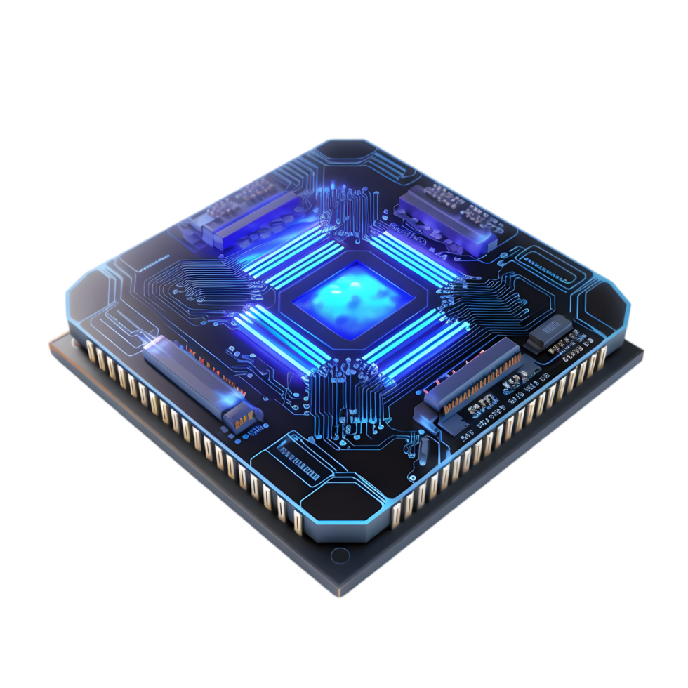 Innovative technology breakthrough microprocessor design high-tech lab digital art futuristic environment close-up view cutting-edge concept png