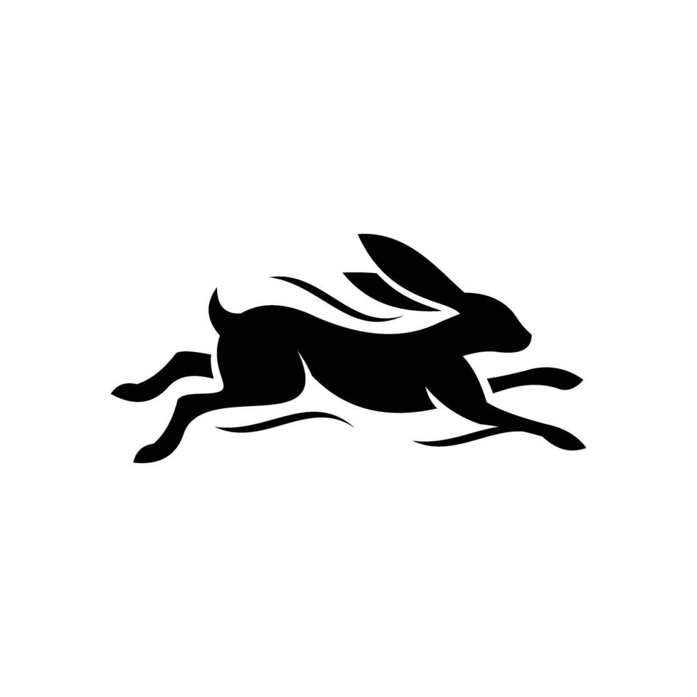 jump black rabbit logo design vector