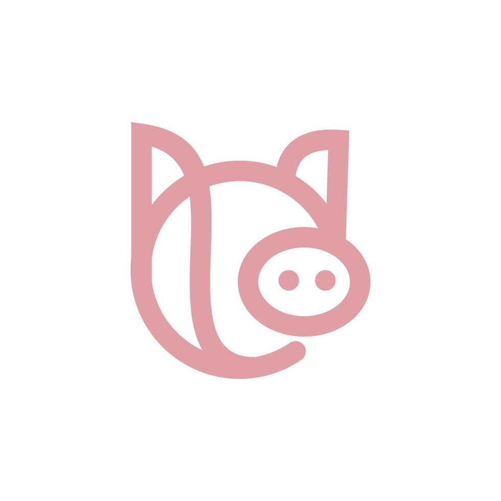 abstract pig head logo icon vector