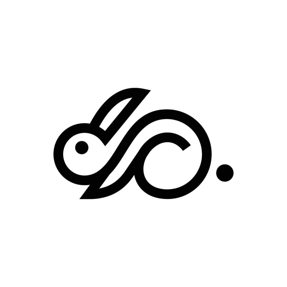 abstract infinity rabbit logo design vector
