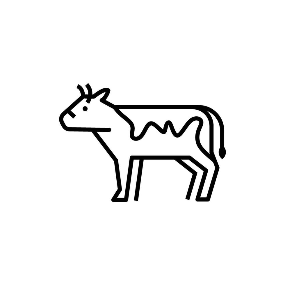 line art cow animal logo design vector