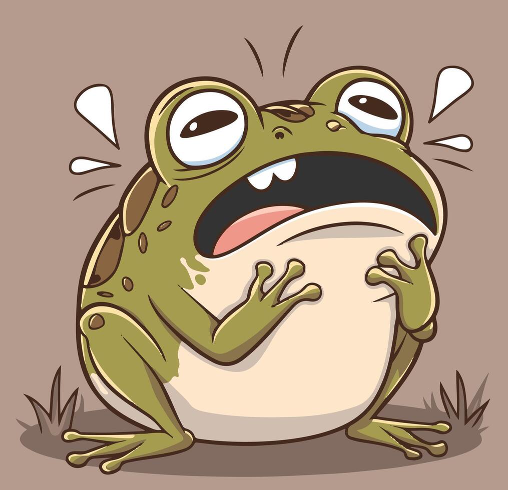 This charming yet unhappy frog illustration evokes a sense of sympathy. vector