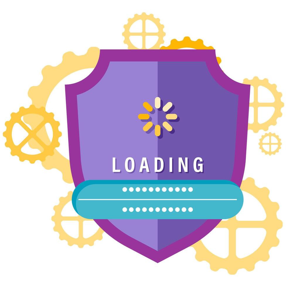 loading login process with a shield and access points vector