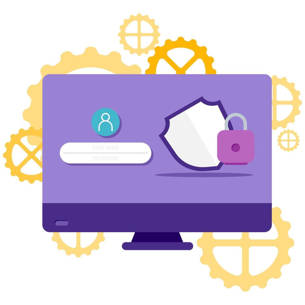 computer login security and access points vector