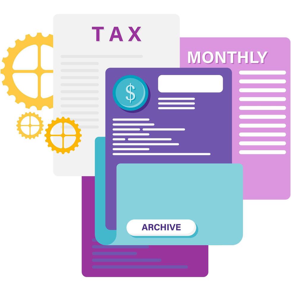 financial document archiving, report and financials vector
