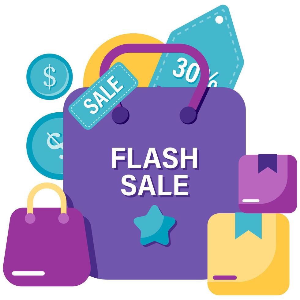 shopping bag with discount vector