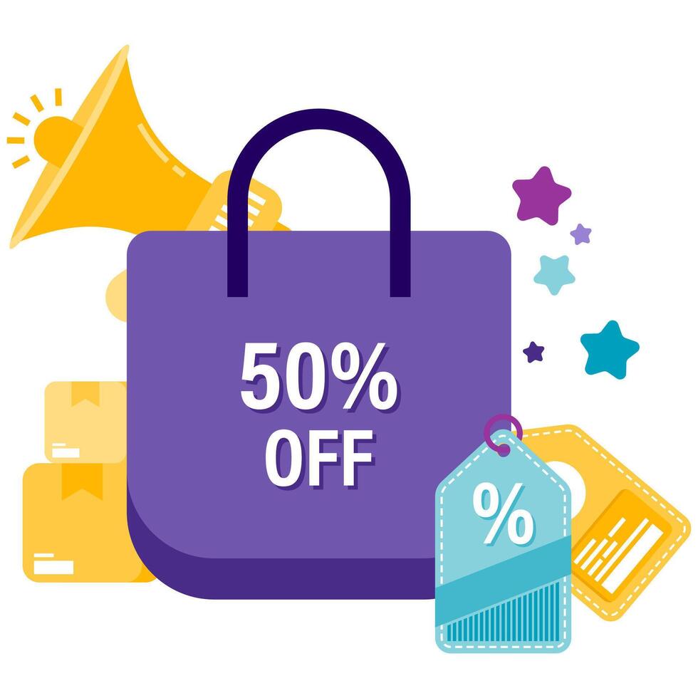 shopping bag with a discount symbol, shopping offer vector