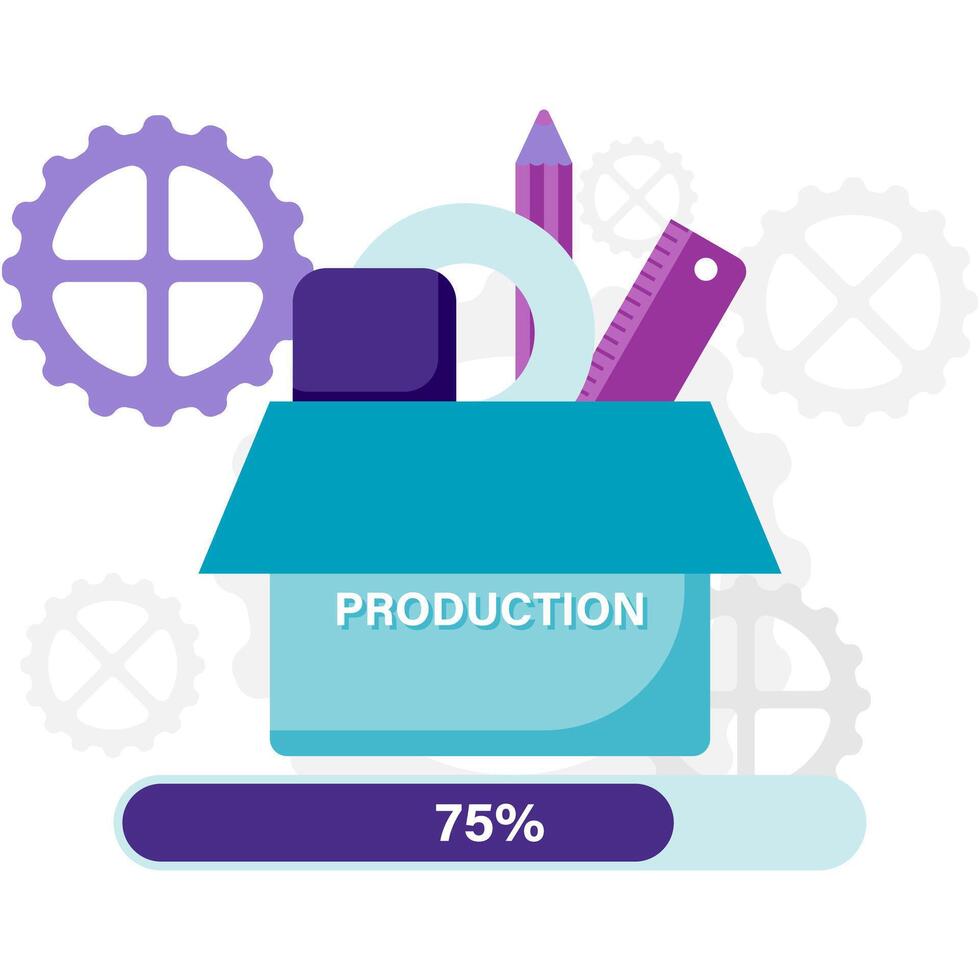organized production process, operational management vector