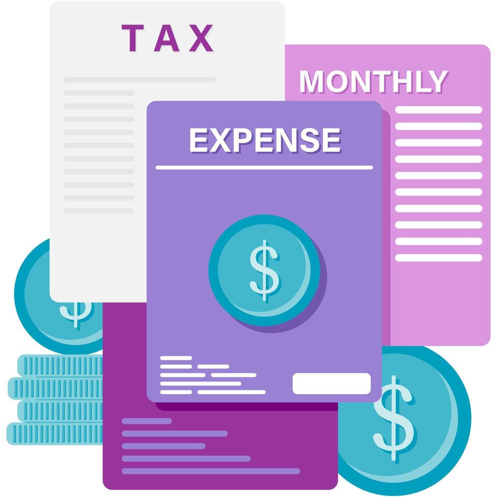expense allocation notes, report and financials vector