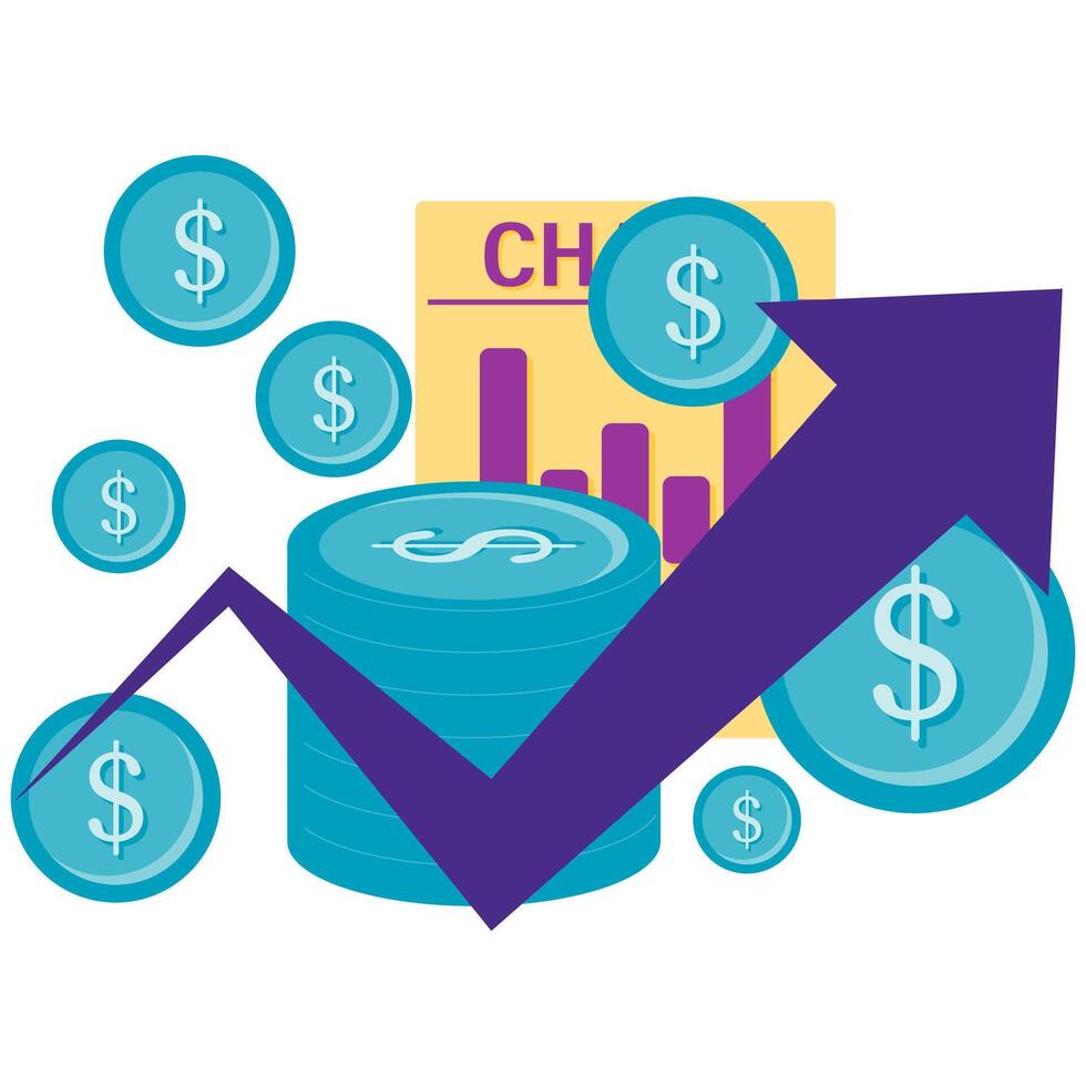 financial growth chart and financial reports vector