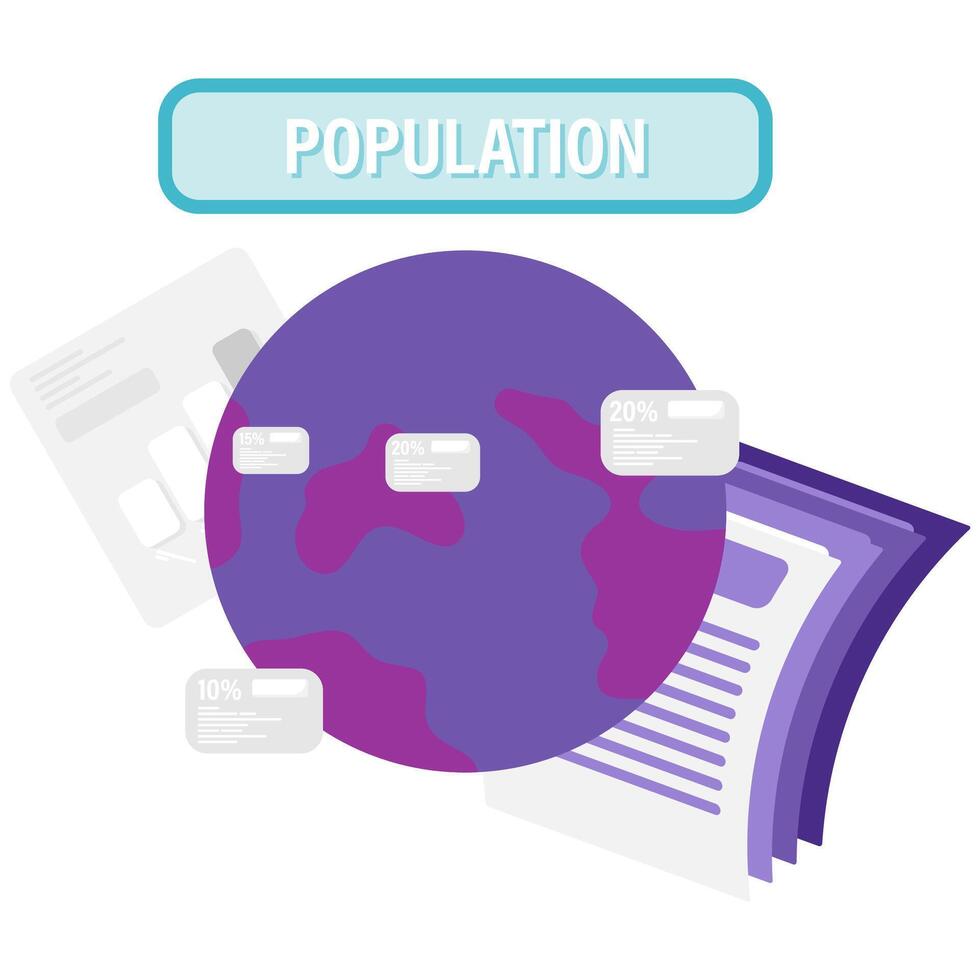 world population data and financial analysis vector