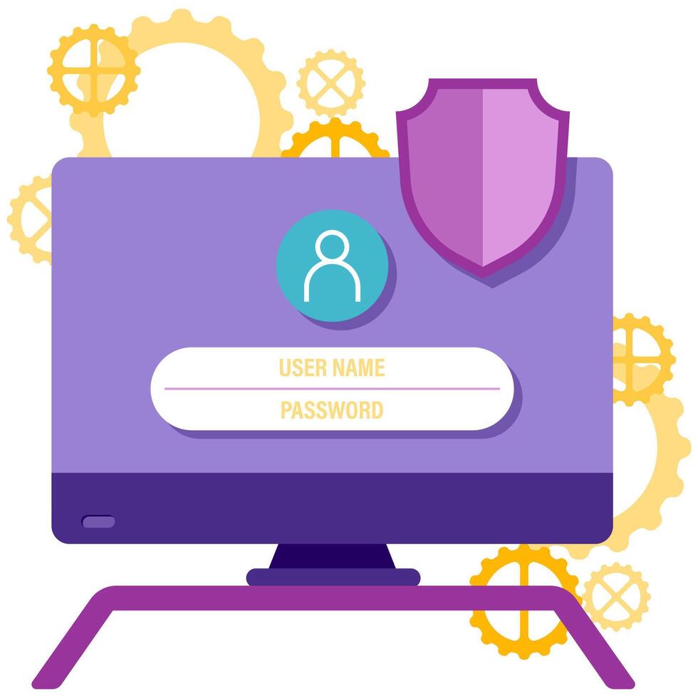 login screen on a computer and access points vector