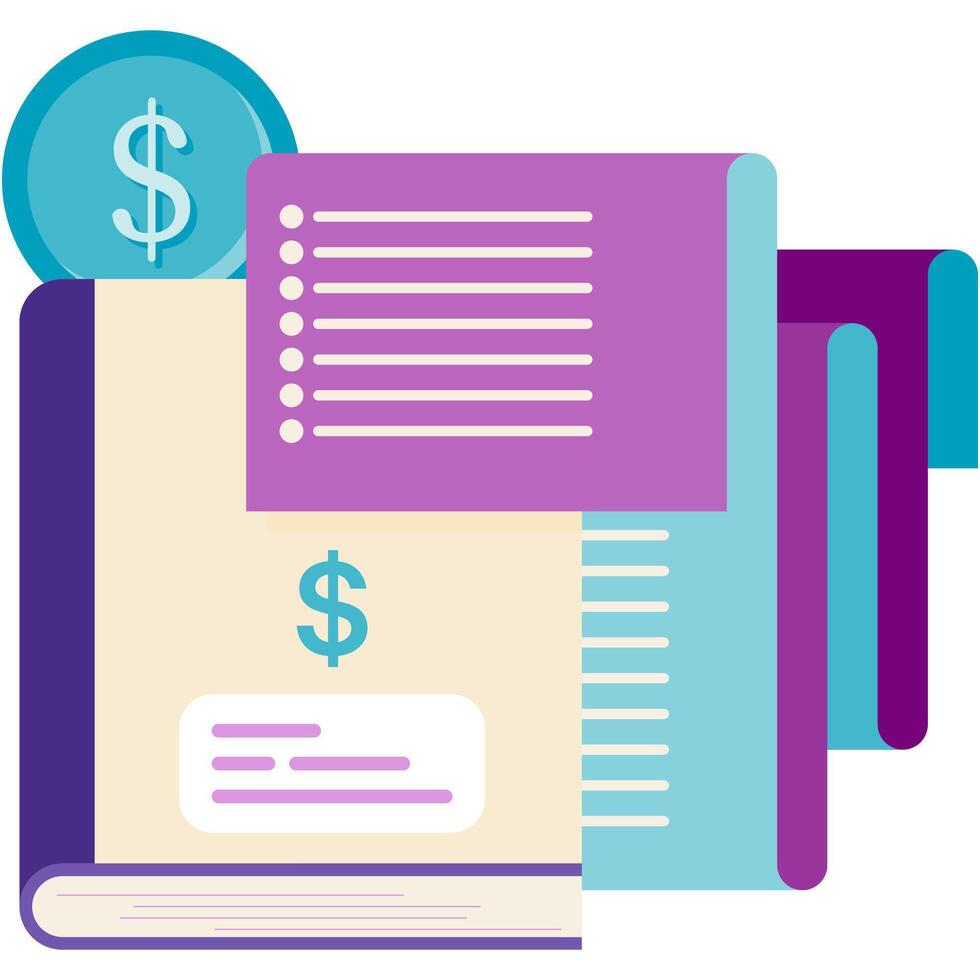 illustration of bookkeeping and monthly expense reports vector