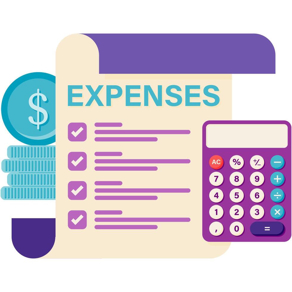 monthly expense report and calculator, financial and business management vector