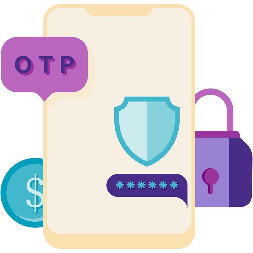 OTP code short message, business and finance vector