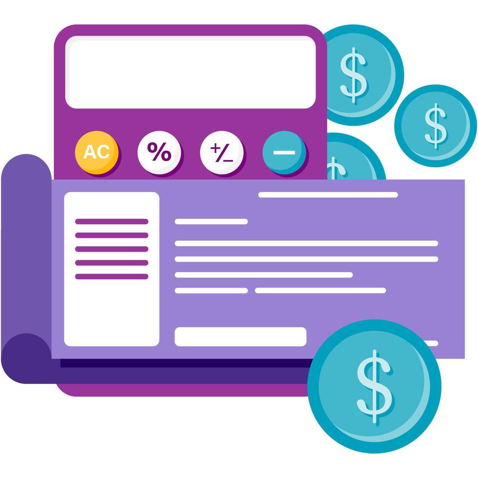 payment receipts and calculator, report and financials vector