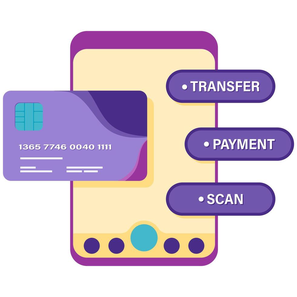 smartphone with credit card elements and digital financial application functions vector