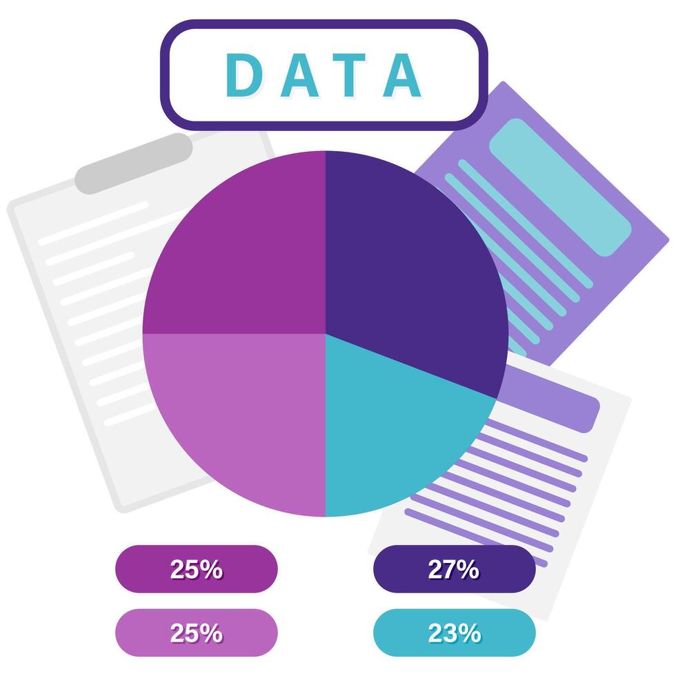 division with pie chart and financial analysis vector