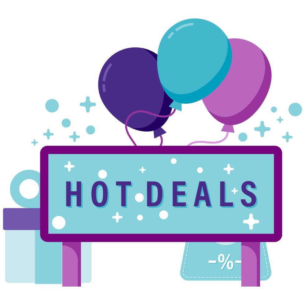 discount board with balloon decorations vector