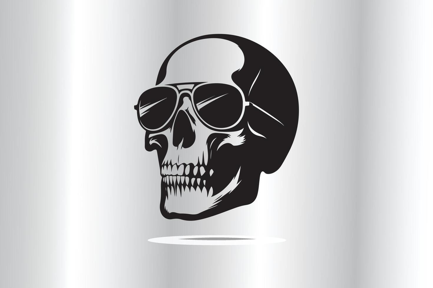 silhouette of skull with sunglass in black and white vector