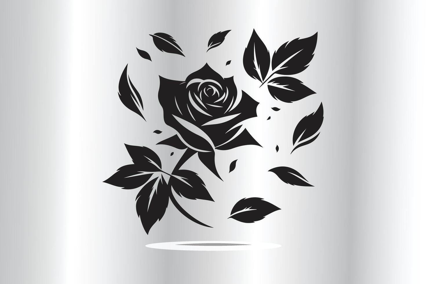 Black rose with leafs vector