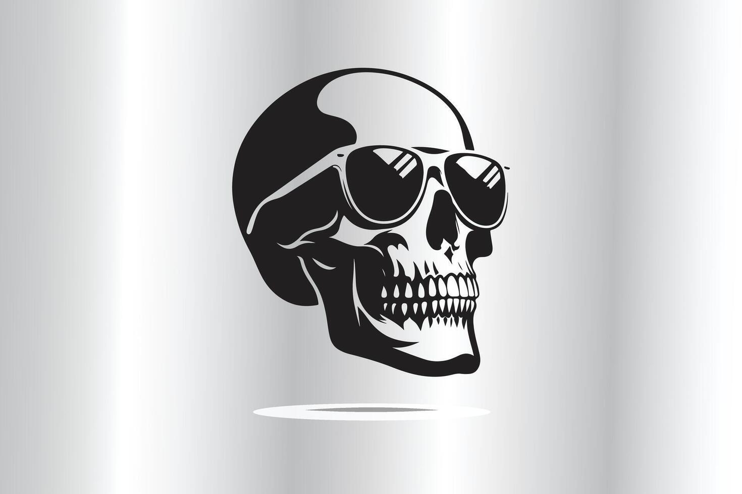 silhouette of skull in black and white vector