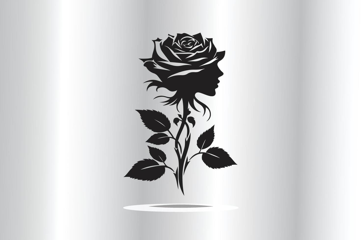 Lady in a rose in black and white vector