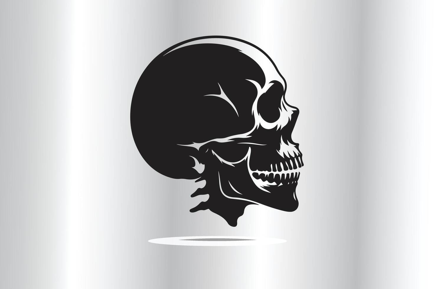 silhouette of skull in side view in black and white vector