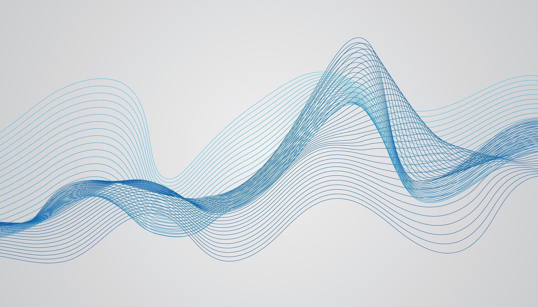 Blue Abstract Wavy Lines. Modern Flowing Digital Background vector