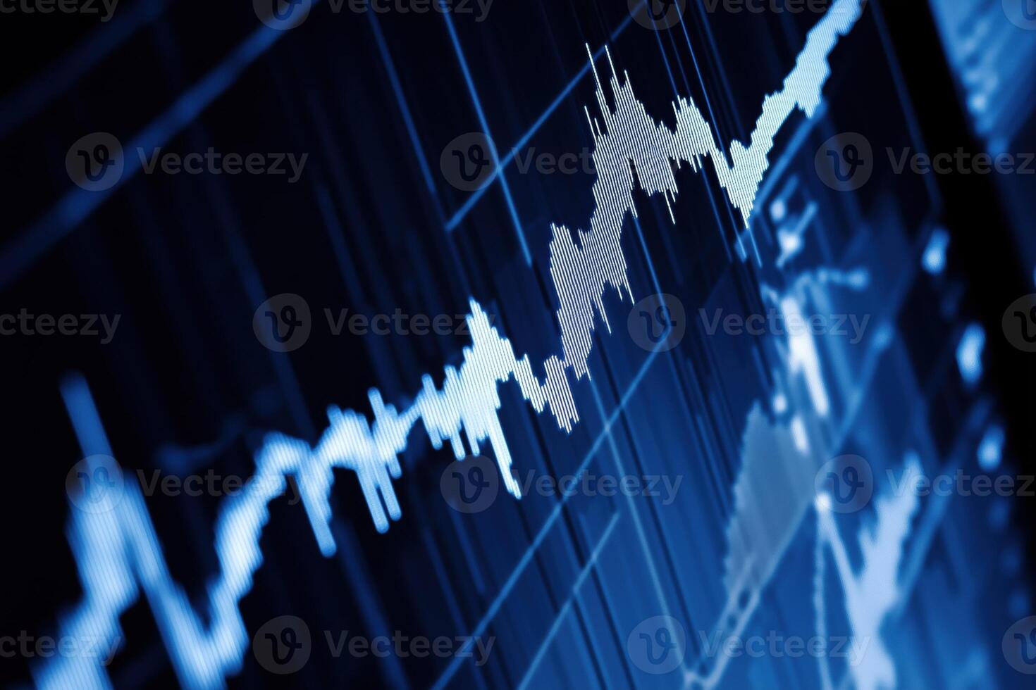 A stock market graph in blue and white photo