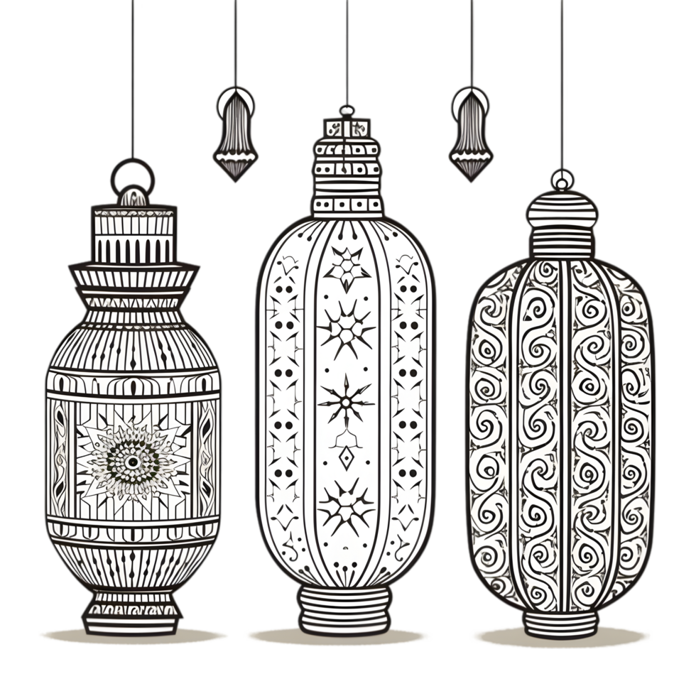 Ramadan lantern display with intricate patterns cultural festival decorative art evening setting creative showcase png