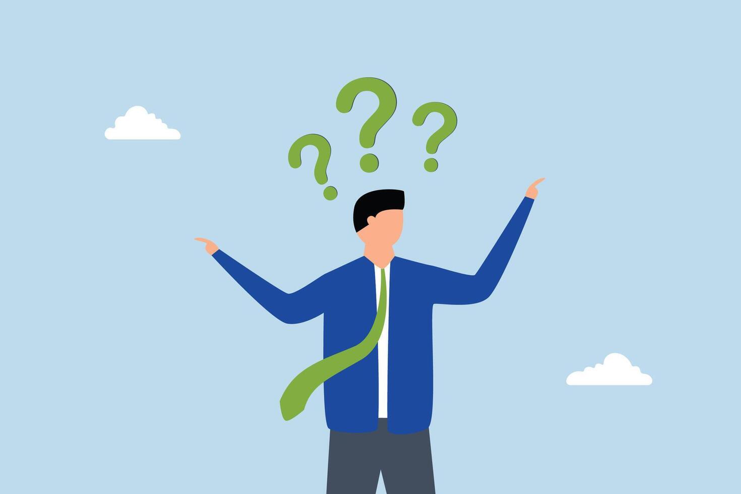 Indecisive manager cannot make decision, indecisive businessman deciding way to go. vector